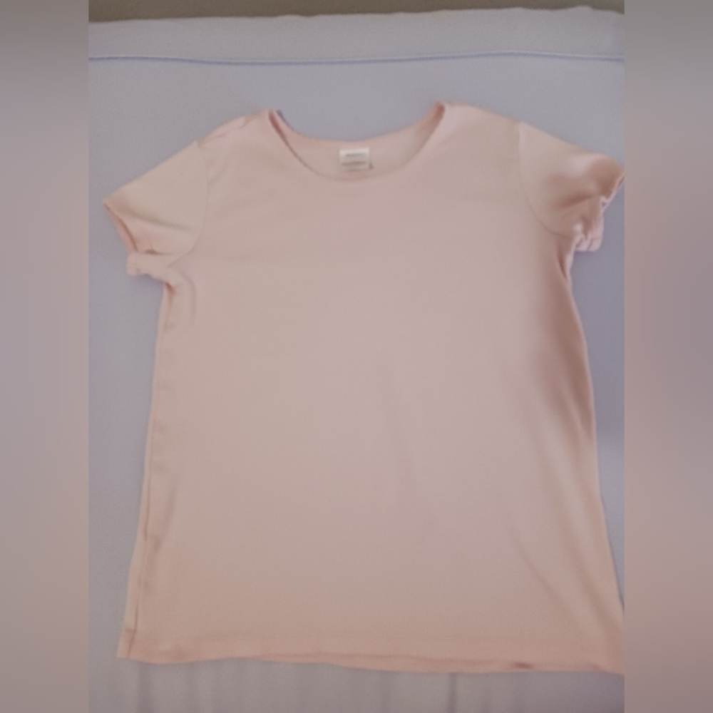 Hanna Andersson Girls 12 150 Light Pink Solid Short Sleeve Tee Shirt EUC
